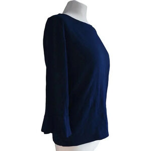 Ralph Lauren || Women's Jersey Knit Long Bell Sleeve Hem Staple Basic Navy Large